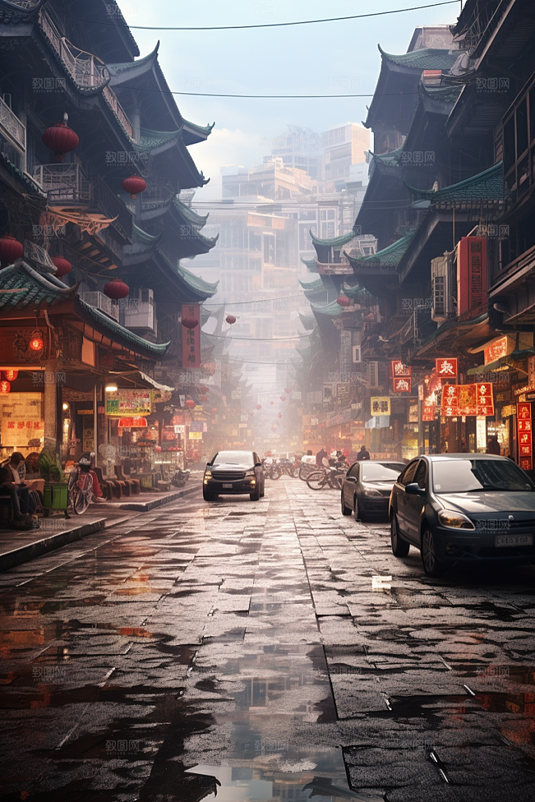 城市街景超现实高清素材