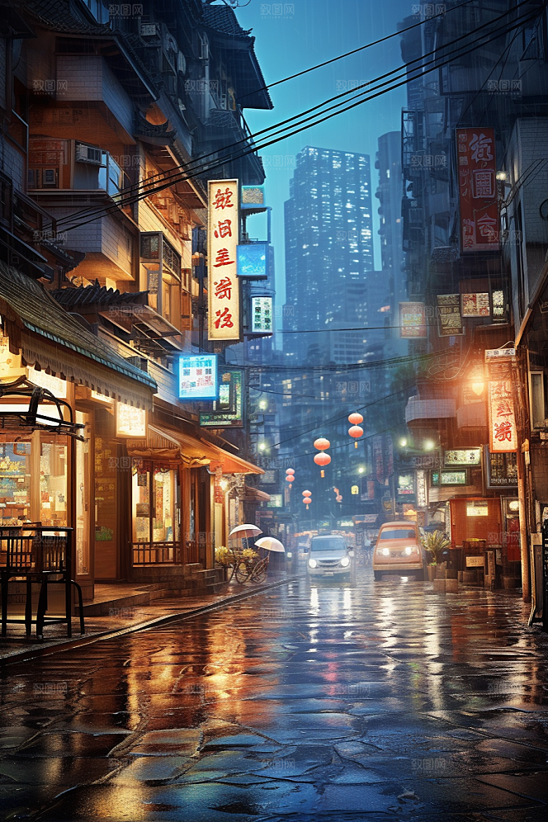 城市街景氛围街道素材