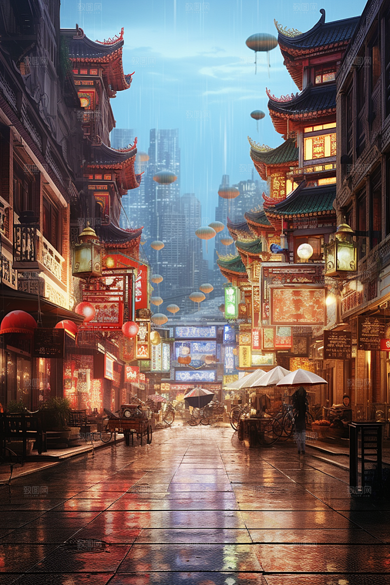 城市街景游戏原画超现实素材