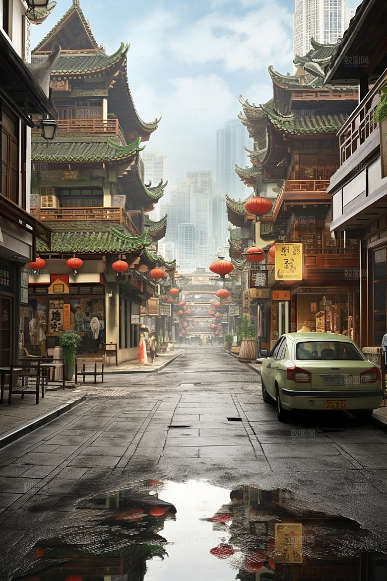 城市街景赛博朋克建筑素材