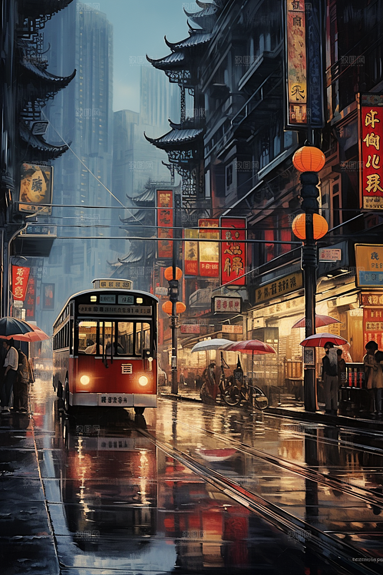 城市街景赛博朋克超现实素材