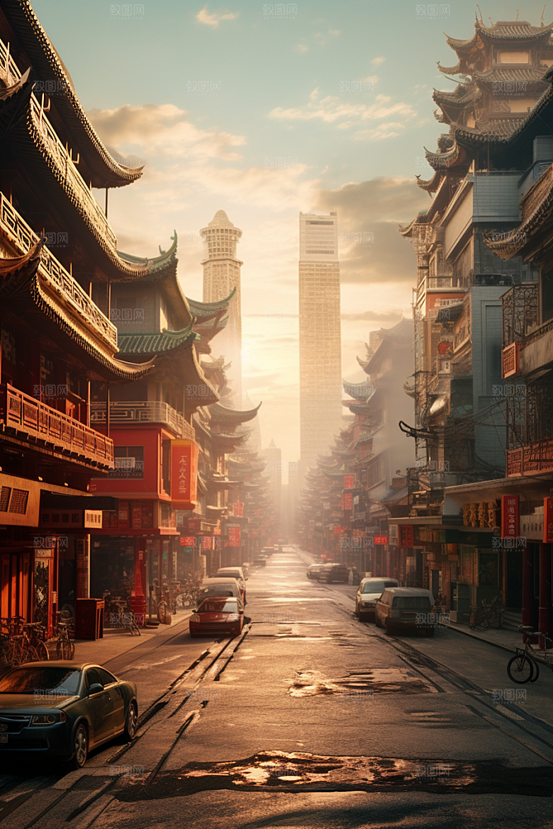 城市街景赛博朋克游戏原画素材