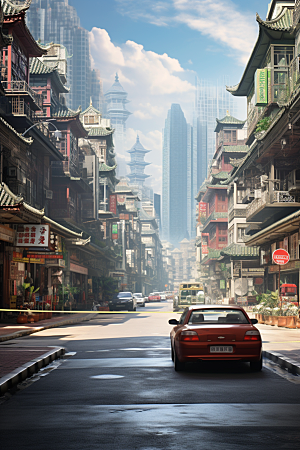 城市街景氛围赛博朋克素材