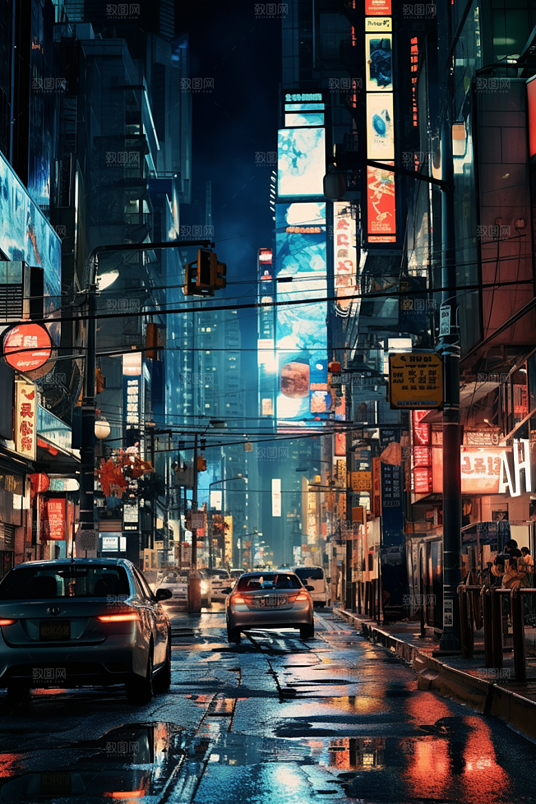 城市街景赛博朋克游戏原画素材
