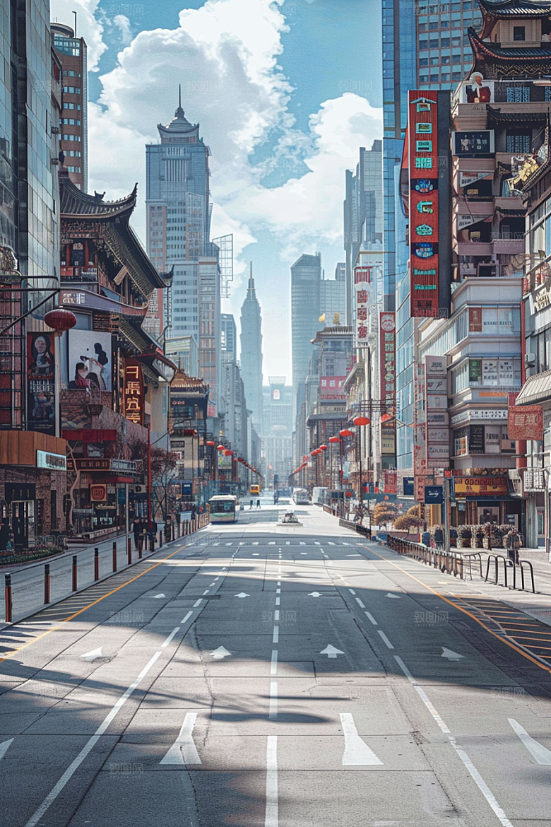 城市街景氛围街道素材