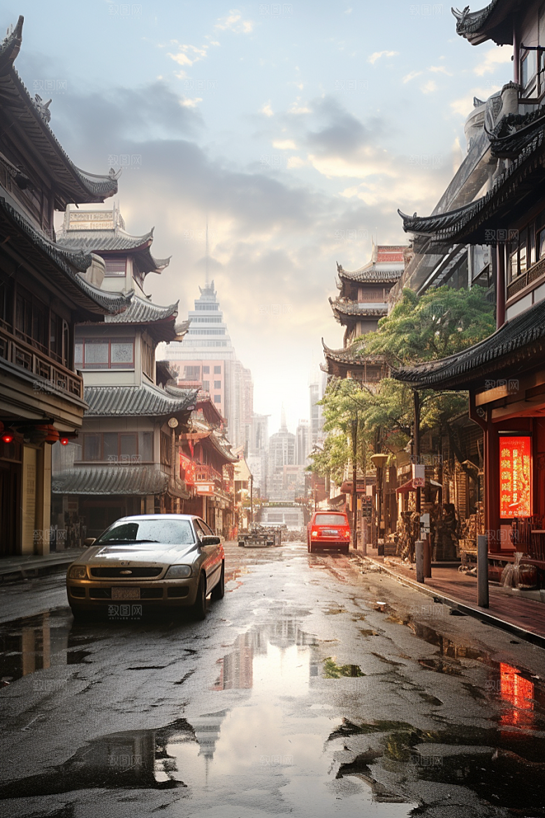 城市街景建筑氛围素材
