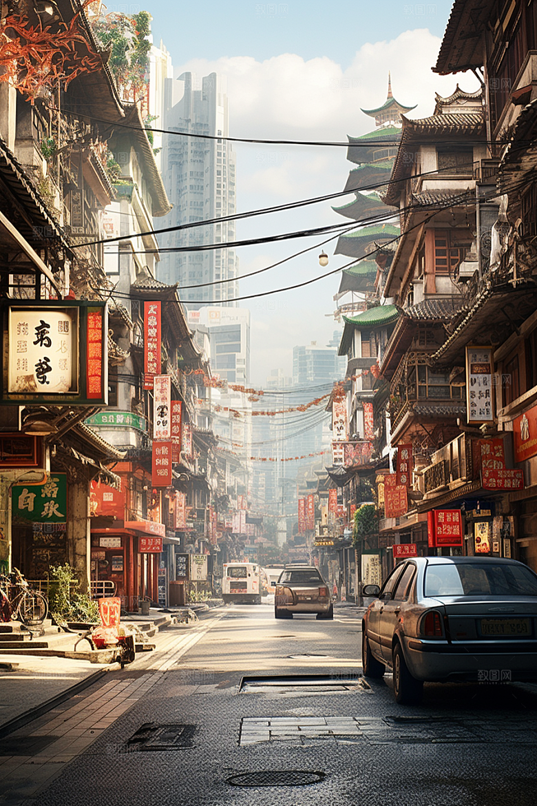 城市街景赛博朋克街市素材