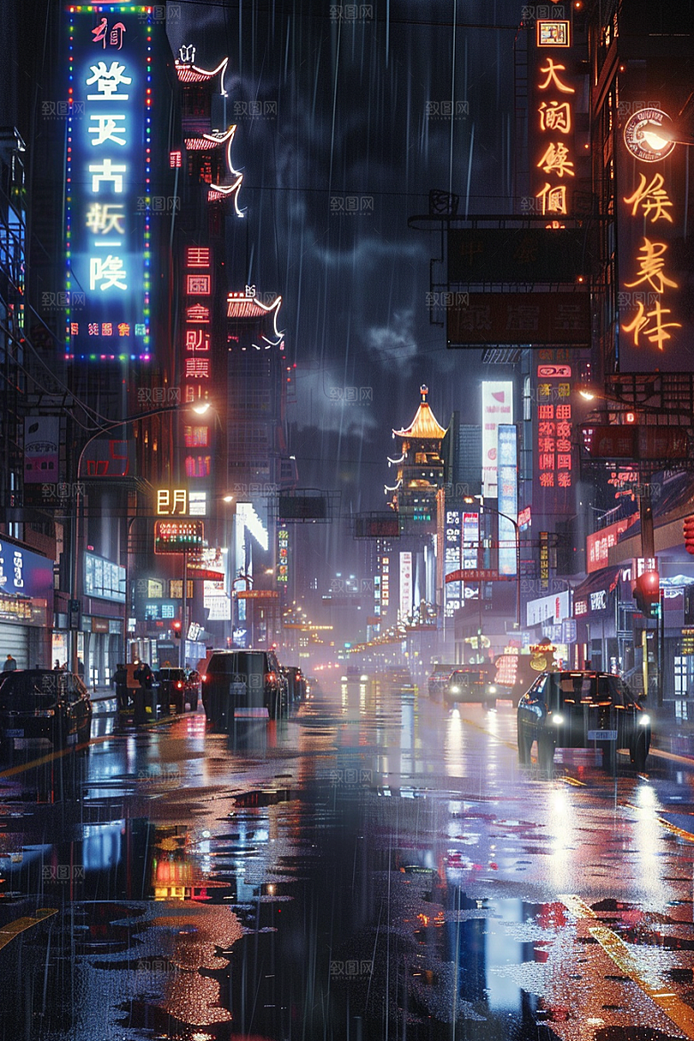 城市街景街道超现实素材
