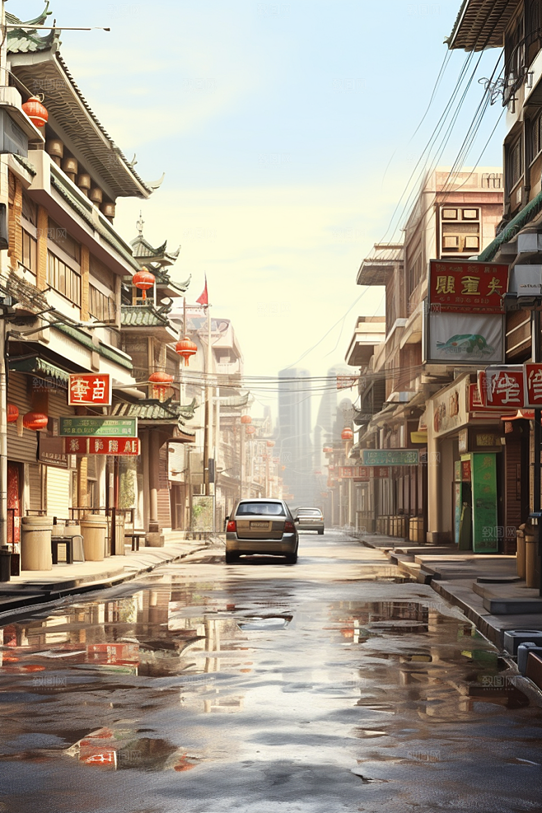 城市街景建筑超现实素材