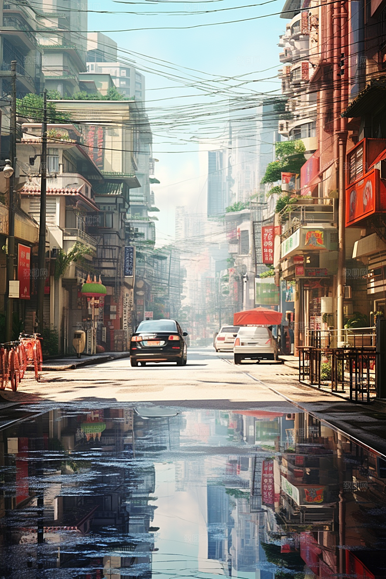 城市街景街道游戏原画素材