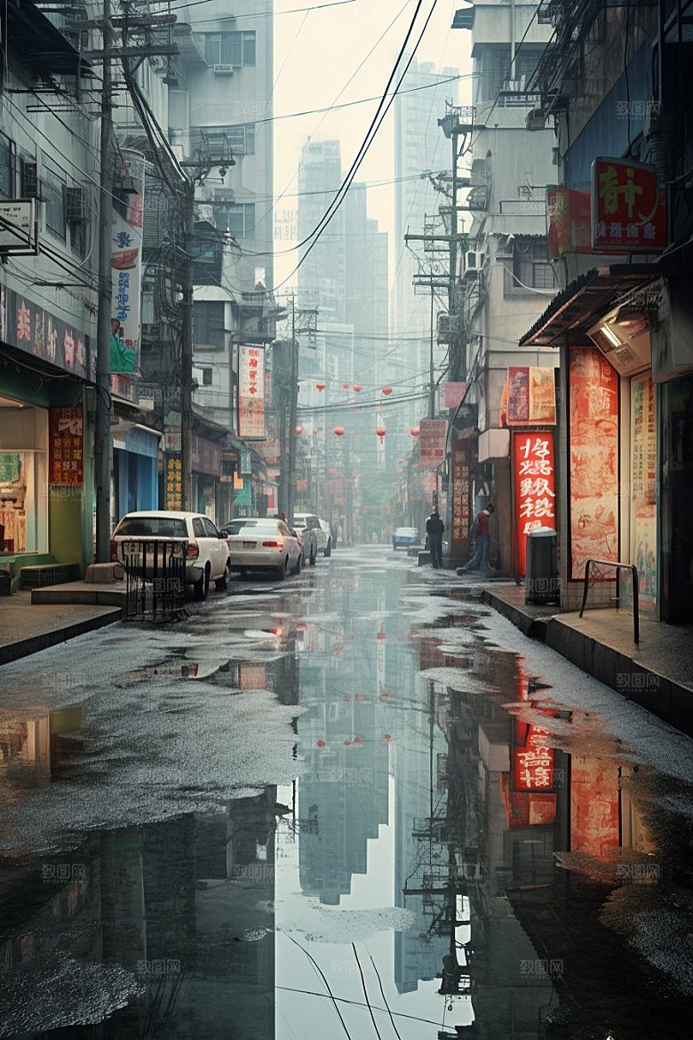 城市街景赛博朋克建筑素材