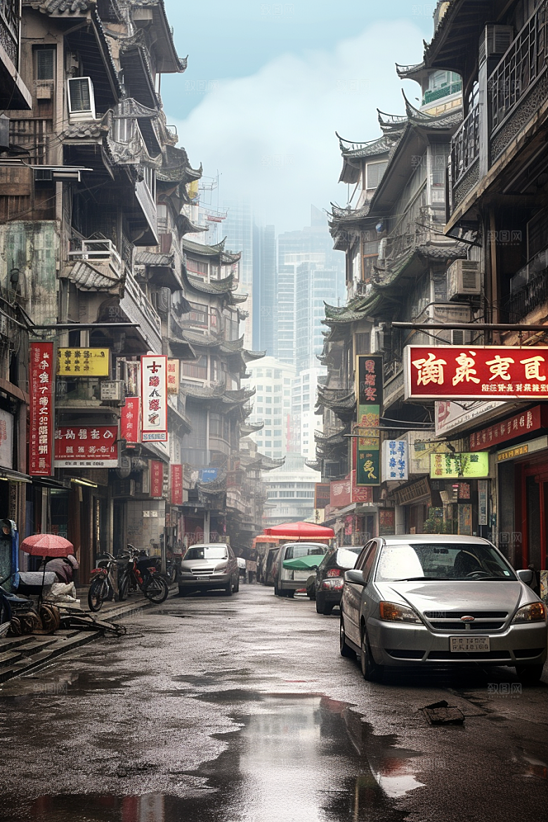 城市街景赛博朋克超现实素材