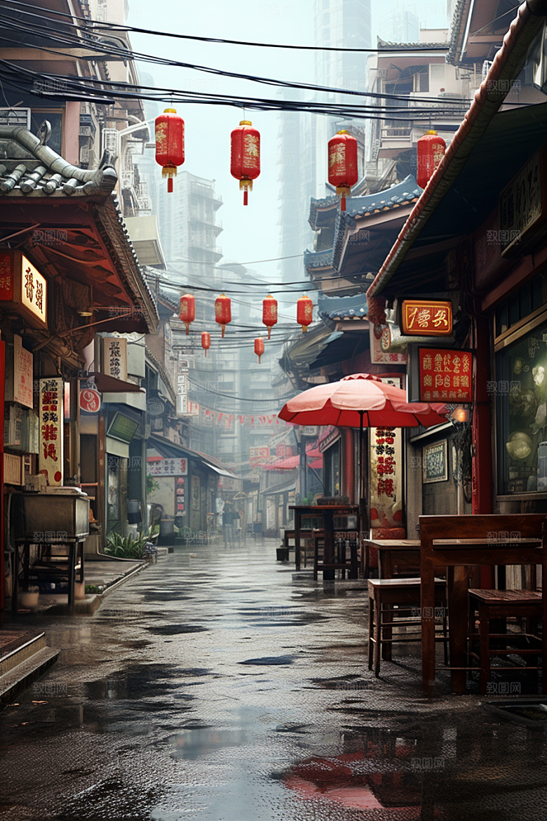城市街景赛博朋克建筑素材