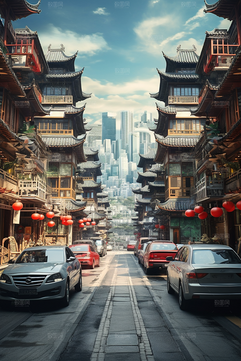 城市街景建筑赛博朋克素材