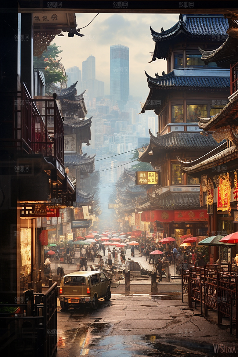 城市街景街市氛围素材