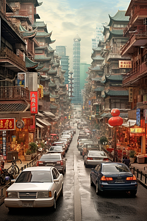 城市街景游戏原画超现实素材