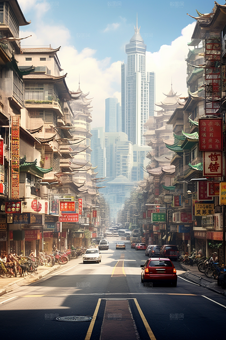 城市街景游戏原画街道素材