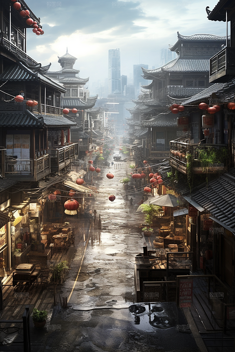 城市街景赛博朋克建筑素材