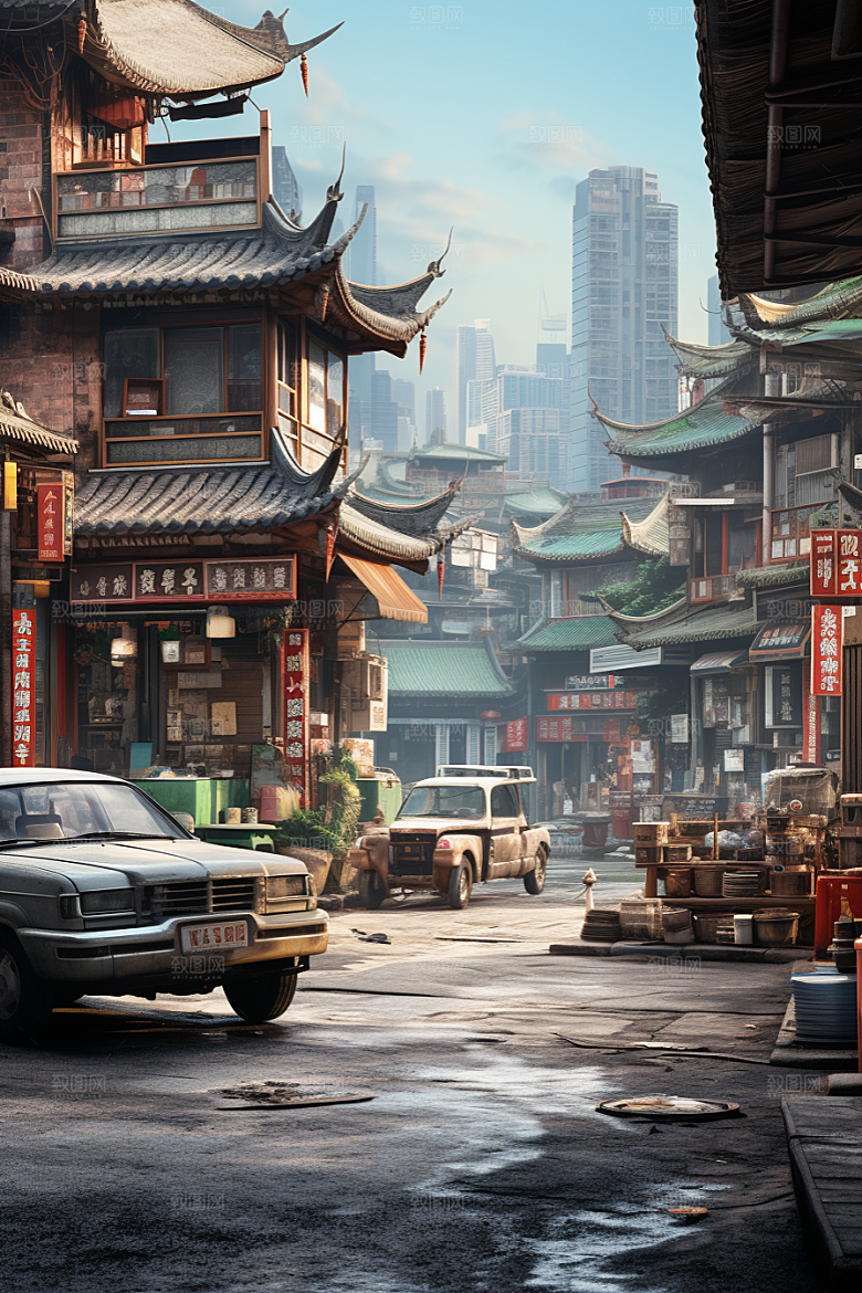 城市街景氛围游戏原画素材