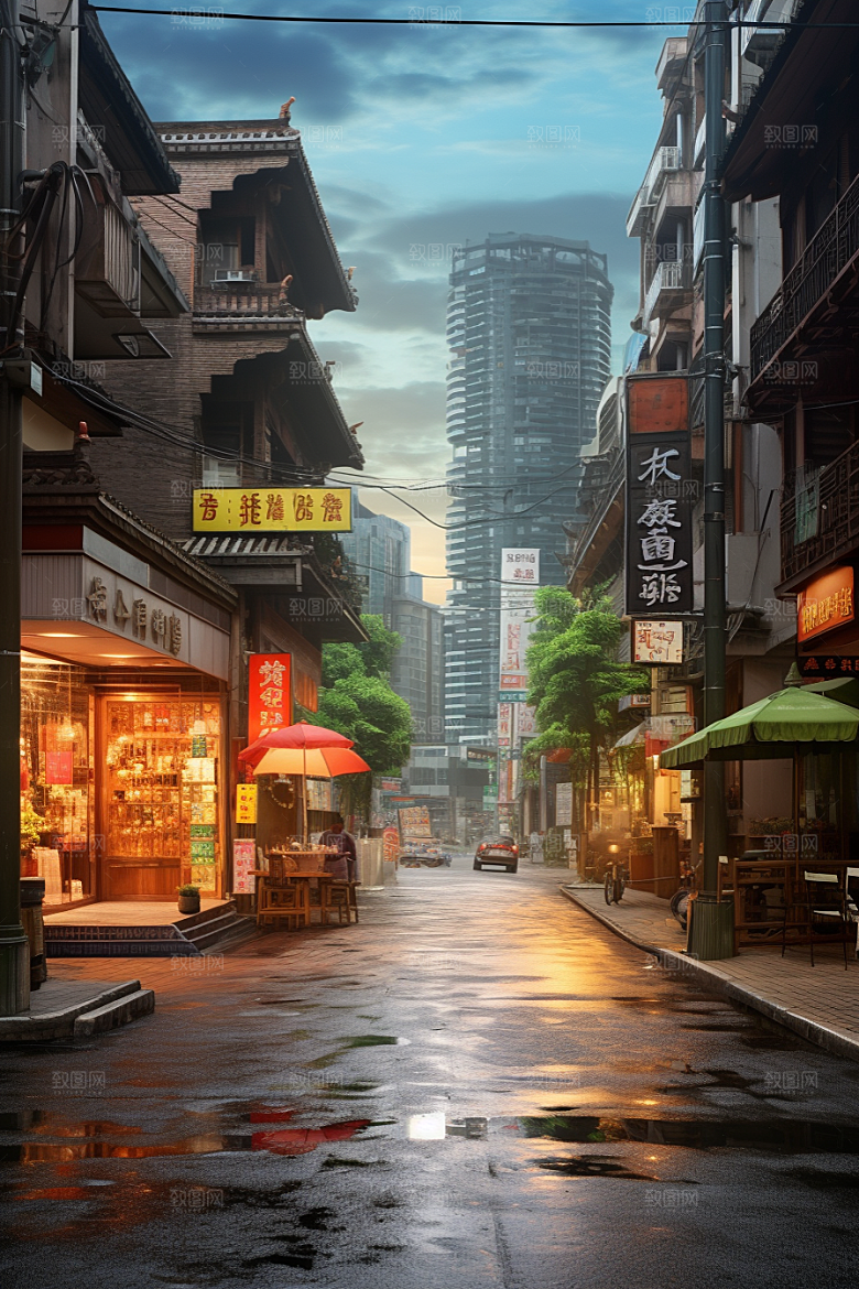 城市街景氛围街市素材