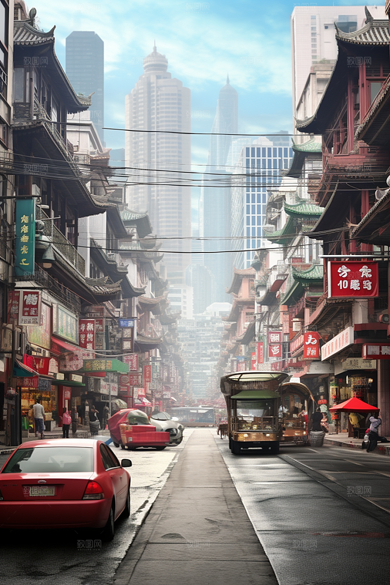 城市街景赛博朋克街市素材
