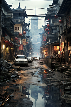 城市街景氛围街道素材