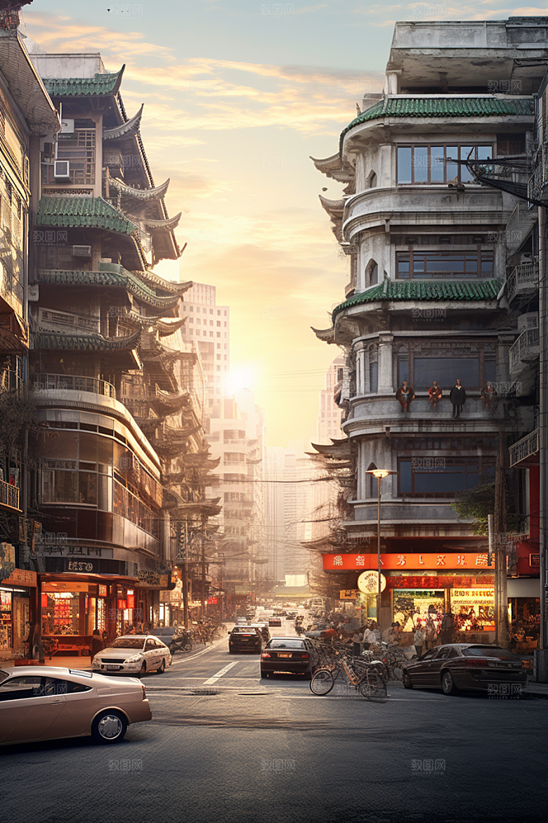 城市街景赛博朋克游戏原画素材