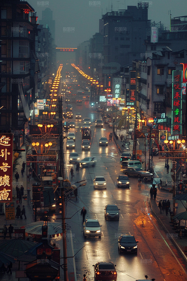 城市街景街道氛围素材