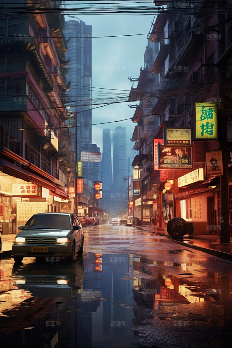 城市街景游戏原画氛围素材