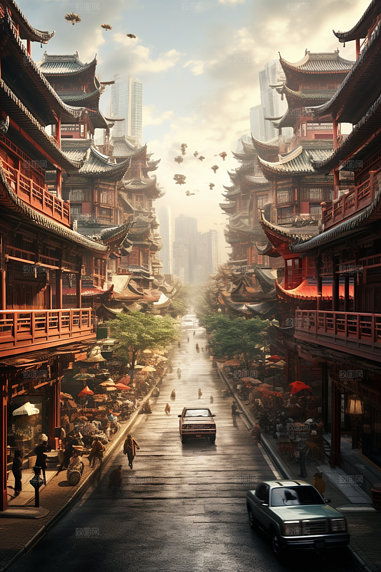 城市街景游戏原画街道素材