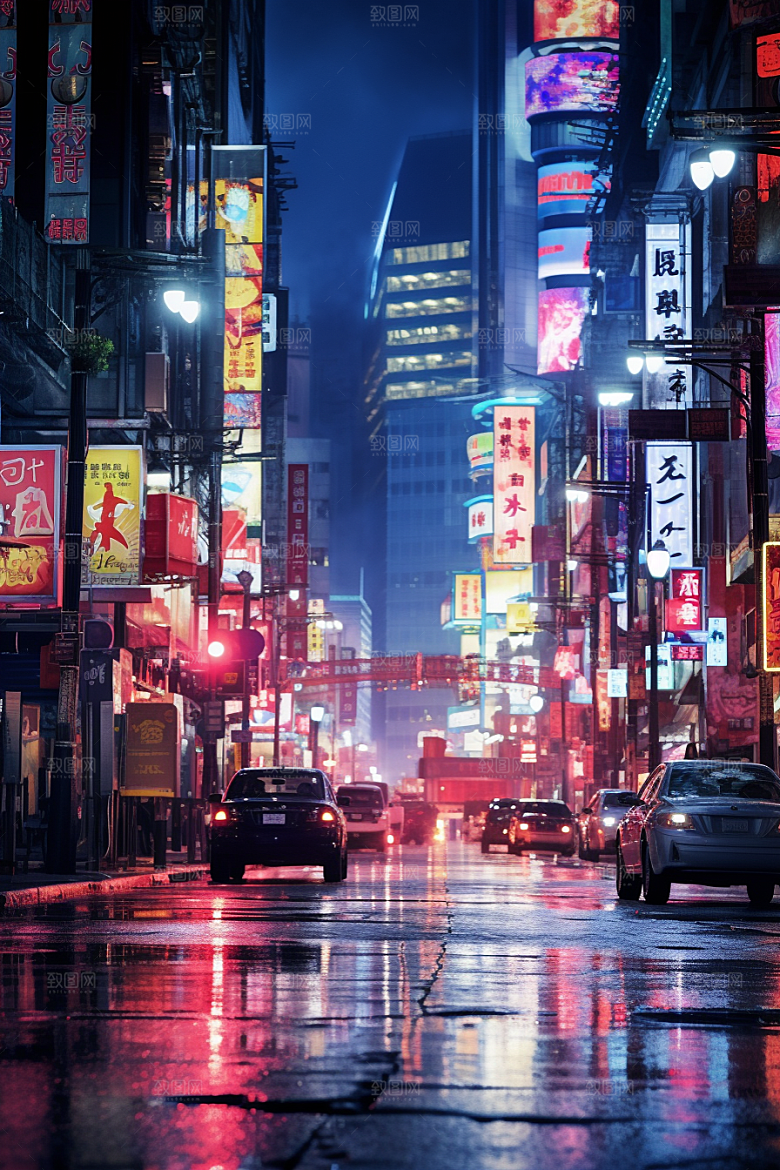 城市街景超现实赛博朋克素材