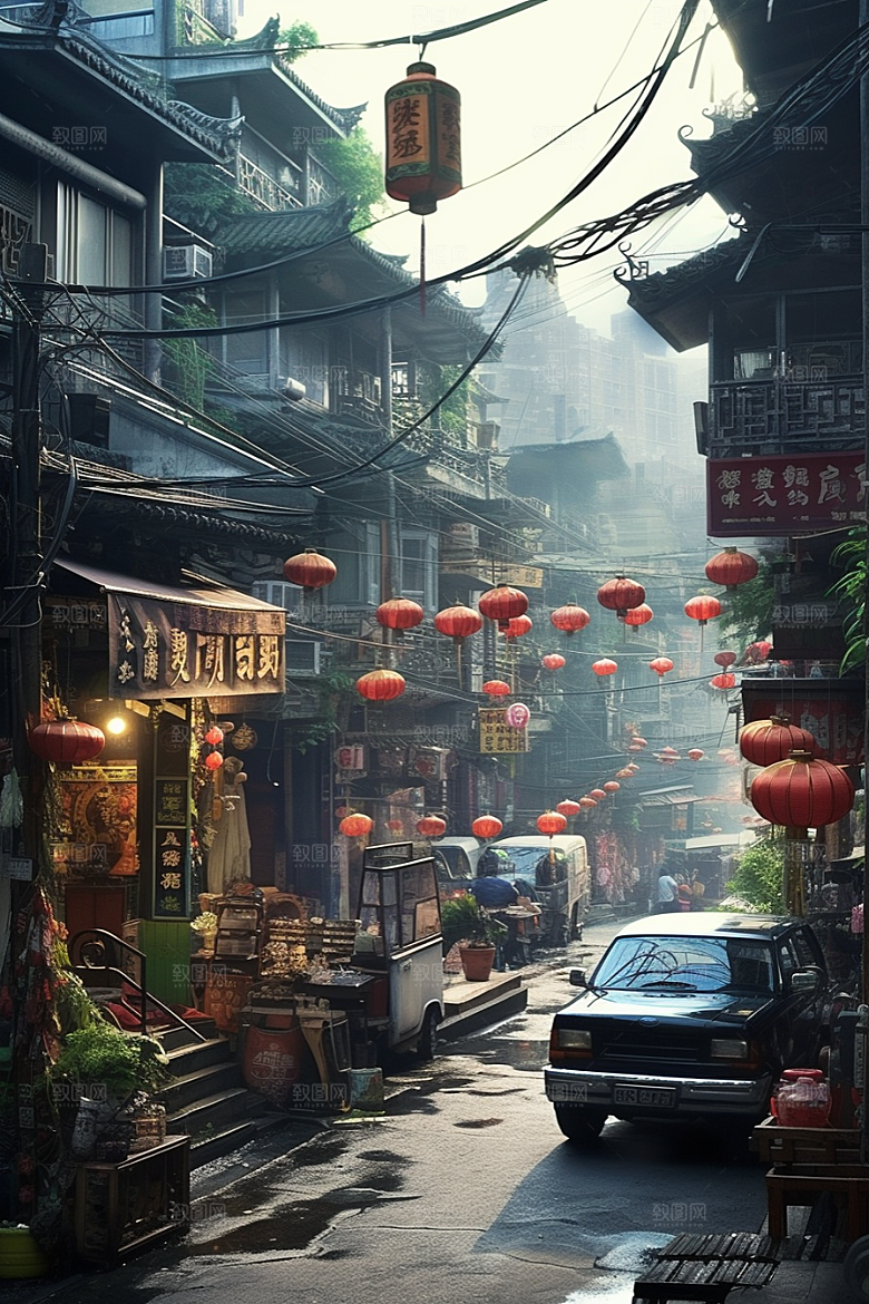 城市街景游戏原画赛博朋克素材