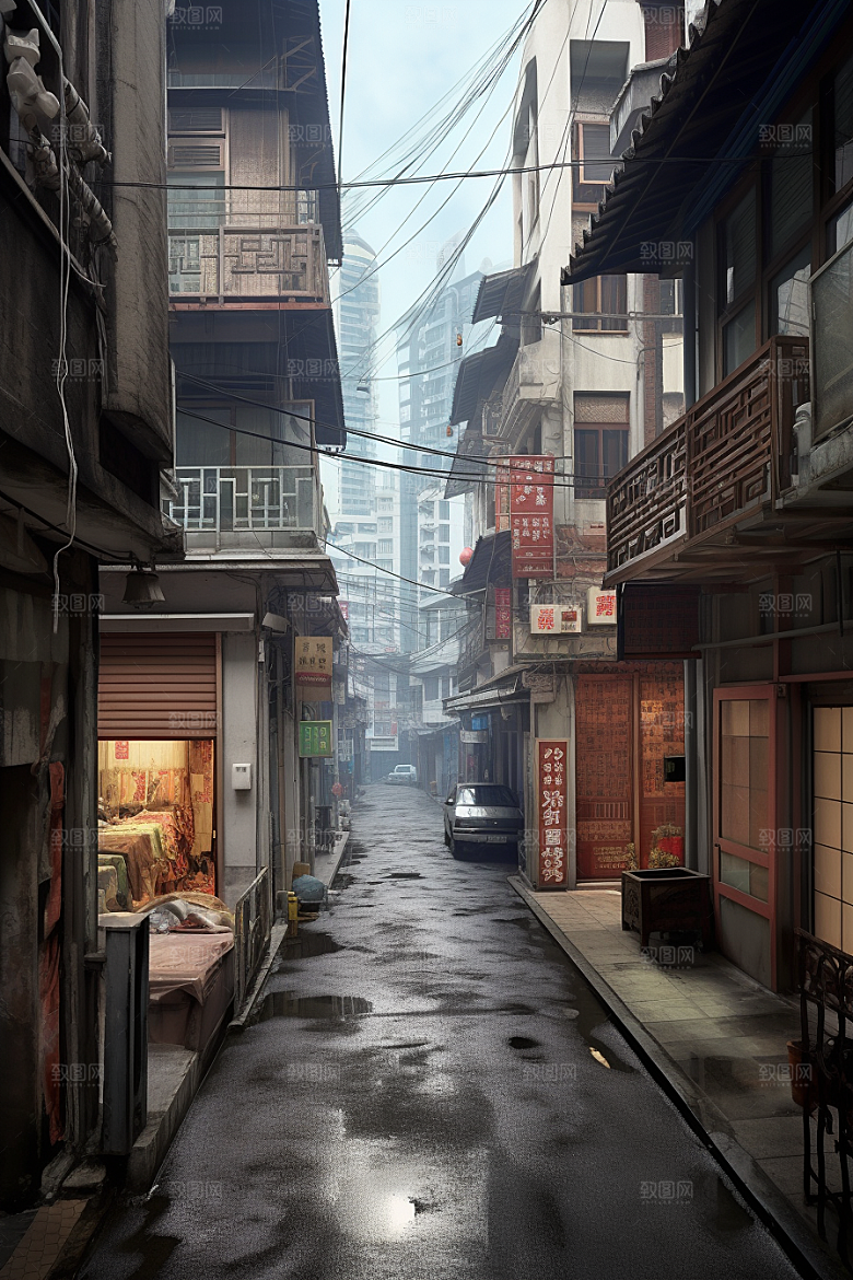 城市街景赛博朋克氛围素材