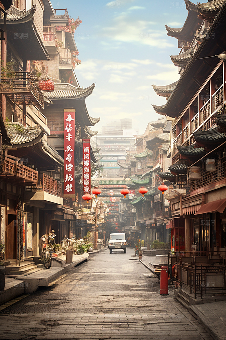 城市街景街道氛围素材