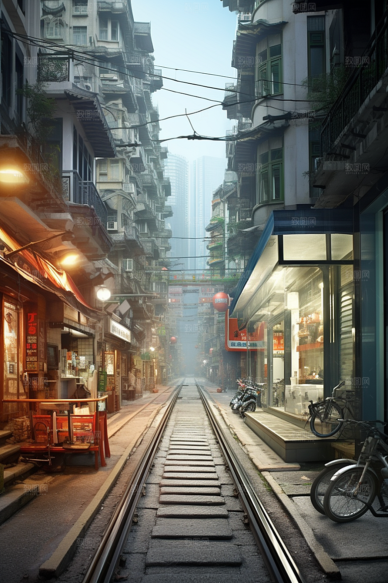 城市街景赛博朋克街市素材