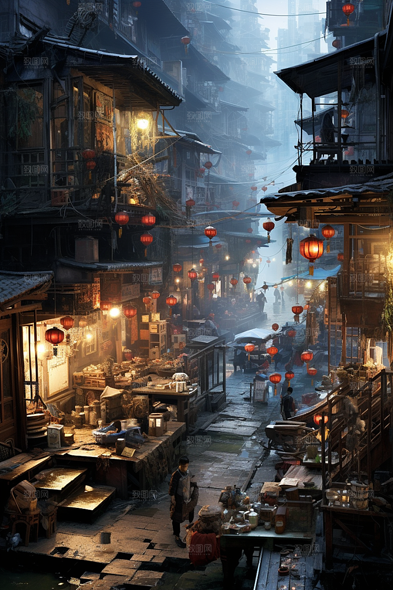 城市街景氛围赛博朋克素材