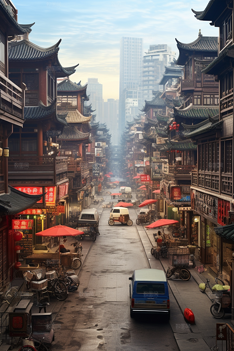 城市街景建筑氛围素材