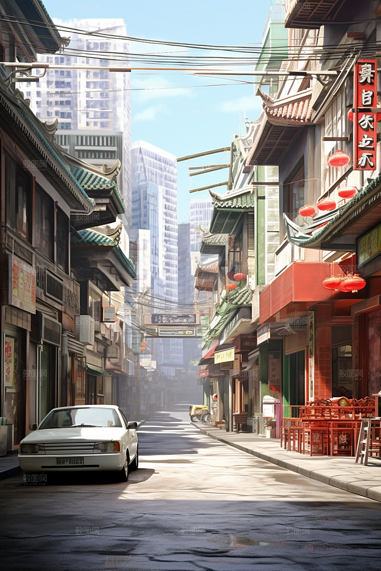 城市街景氛围超现实素材