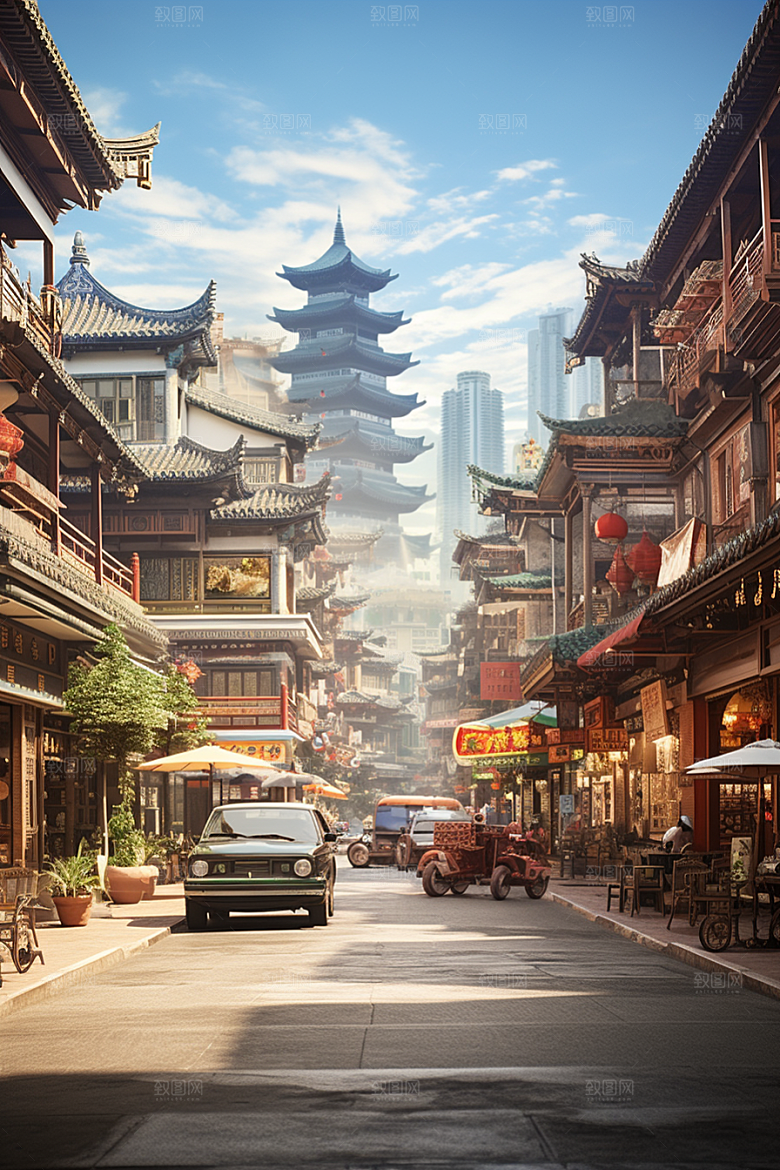 城市街景氛围赛博朋克素材