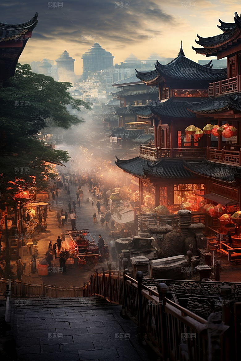 城市街景超现实高清素材