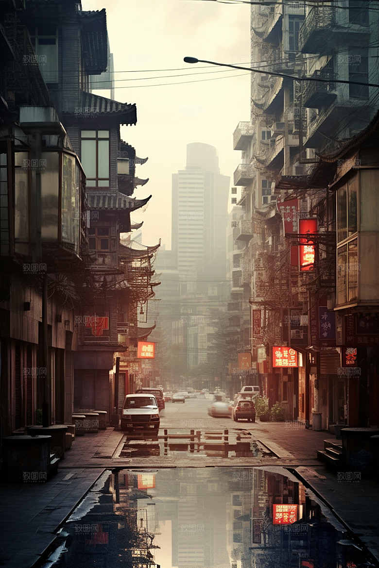 城市街景街道赛博朋克素材