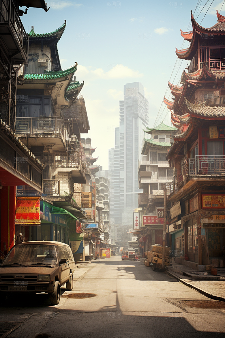 城市街景建筑超现实素材