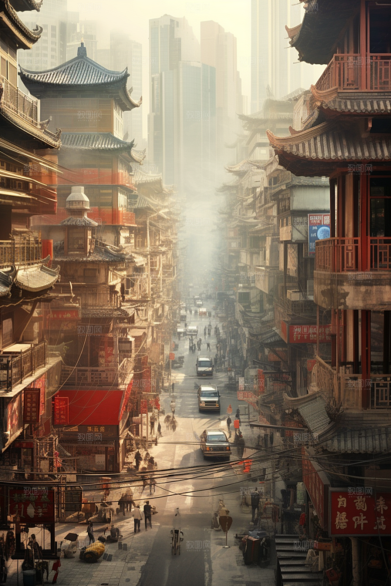 城市街景赛博朋克游戏原画素材