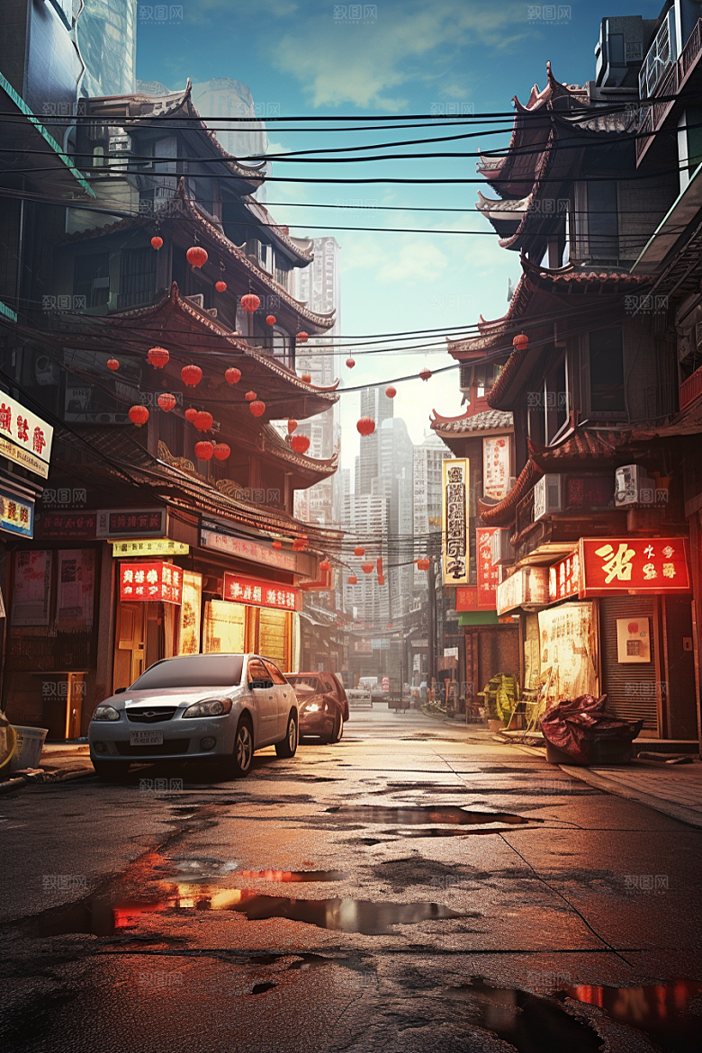 城市街景赛博朋克超现实素材