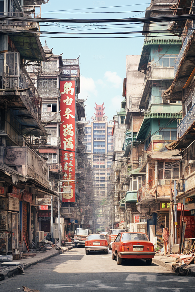 城市街景游戏原画街道素材