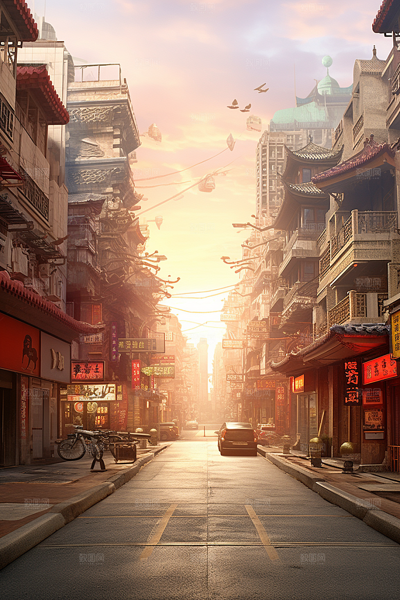 城市街景游戏原画超现实素材