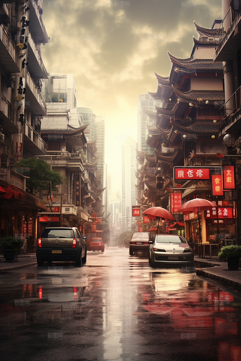 城市街景氛围街道素材