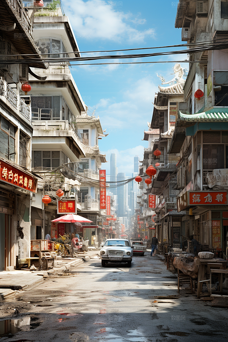 城市街景超现实氛围素材