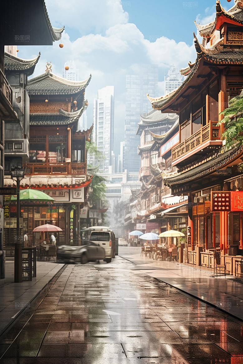城市街景赛博朋克街市素材