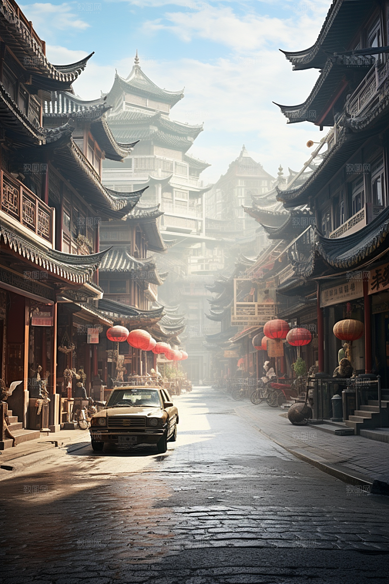城市街景赛博朋克超现实素材